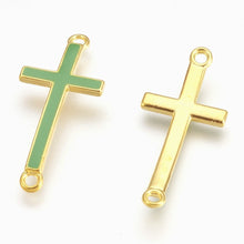 Load image into Gallery viewer, Cross Pendants Gold Cross Charms Cross Connectors Pendant Connectors Cross Links Sideways Cross Charms Christian Cross 5 pieces