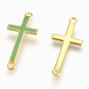 Cross Pendants Gold Cross Charms Cross Connectors Pendant Connectors Cross Links Sideways Cross Charms Christian Cross 5 pieces