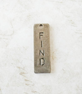Word Charm Find Charm Silver Word Charm Inspirational Charm Silver Pendant Rectangle Word Charm Find Pendant