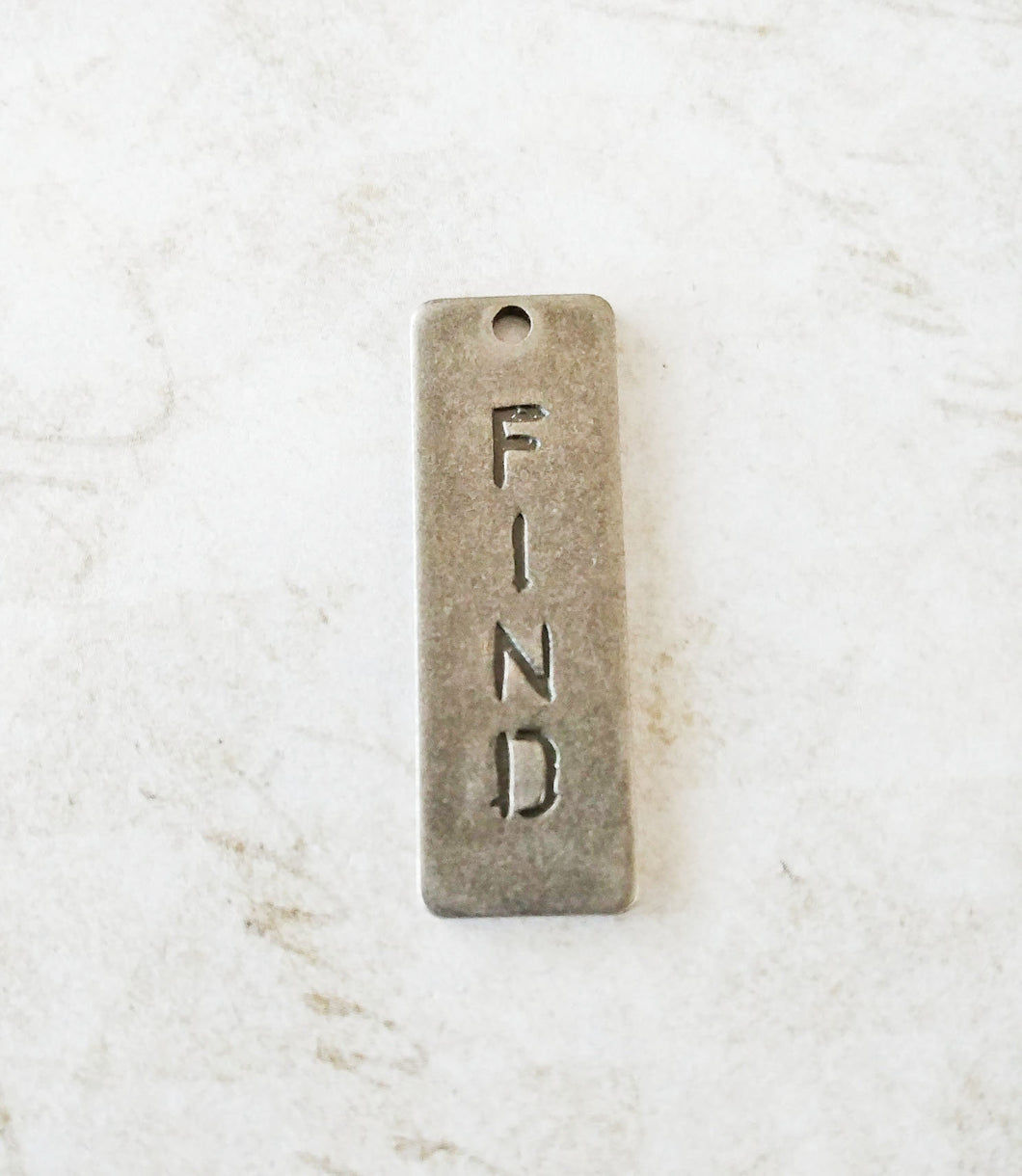 Word Charm Find Charm Silver Word Charm Inspirational Charm Silver Pendant Rectangle Word Charm Find Pendant
