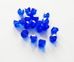 Crystal Beads Blue Bicone Beads Blue Beads 8mm Crystal Beads AB Shimmer Cone Beads 20 pieces
