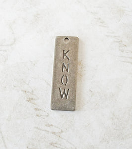 Word Charm Know Charm Silver Word Charm Inspirational Charm Silver Pendant Rectangle Word Charm Know Pendant