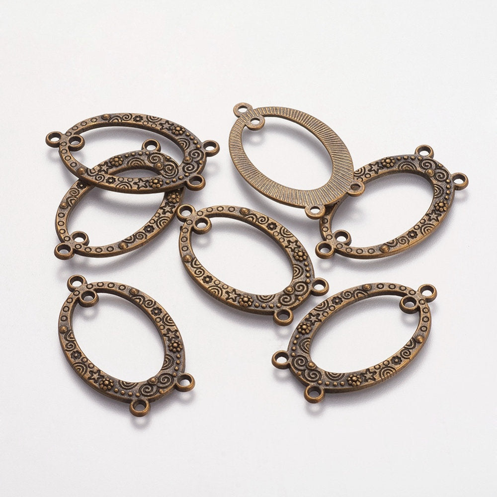 Chandelier Findings Antiqued Bronze Earring Findings Chandelier Pendants Earring Components Chandelier Earrings BULK Charms 24pcs Oval