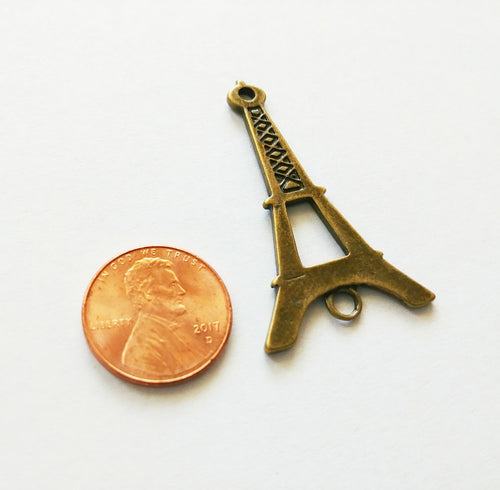 2 Large Eiffel Tower Pendants Connector Links Antiqued Bronze Eiffel Tower Charms Focal Pendants 45mm