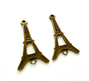 2 Large Eiffel Tower Pendants Connector Links Antiqued Bronze Eiffel Tower Charms Focal Pendants 45mm
