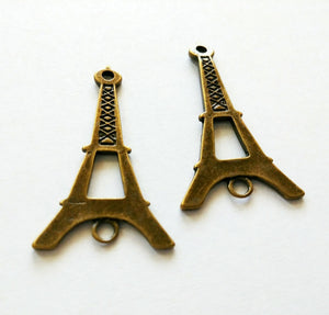 2 Large Eiffel Tower Pendants Connector Links Antiqued Bronze Eiffel Tower Charms Focal Pendants 45mm