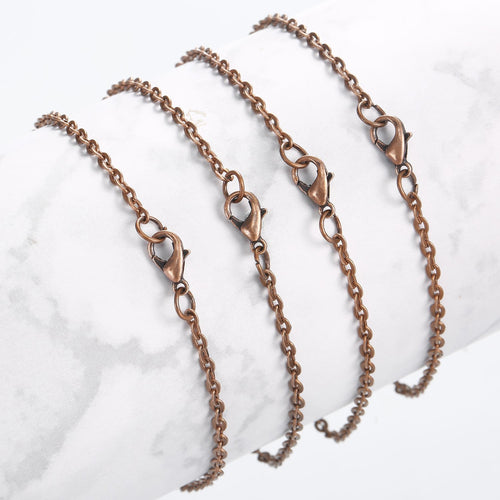 Copper Chains Necklace Chains Copper Necklaces 18 inch Chains Finished Chains Cable Chain Necklaces Wholesale Necklaces BULK 24pcs