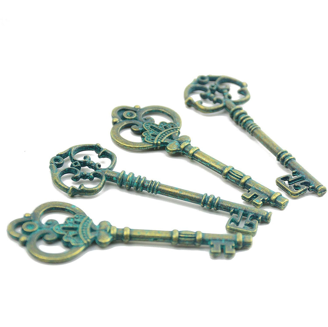 Big Keys Large Skeleton Keys Big Key Pendants Green Patina Keys Steampunk Keys Large Keys 20 pieces BULK Skeleton Keys