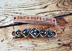 Word Connector Links Faith Hope Love Pendant Word Band Quote Pendant Link Antiqued Silver Word Pendant Copper Jewelry Pendant Set
