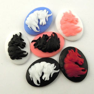Unicorn Cabochons Unicorn Cameo Cabochons Resin Oval Cabochons Flatback Ovals Assorted Cabochons Lot 25x18 Cabochons 12pcs PREORDER