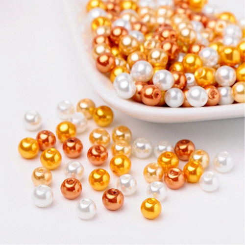 Wholesale Beads Bulk Beads 6mm Glass Pearls 6mm Beads Assorted Beads 6mm Glass Beads 6mm Pearls Caramel Popcorn Beads 200pcs