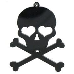 Heart Eyes Skull Pendant Skull and Crossbones Black Acrylic Pendant Large Focal Pendant Gothic Pendant Black Skull Pendant 1.75"