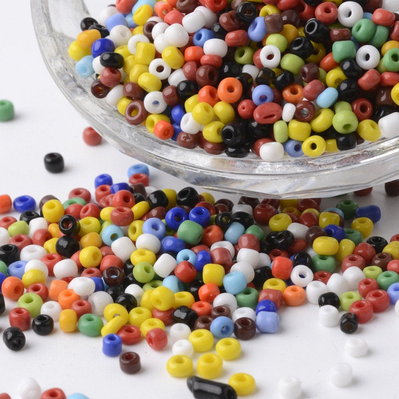 Glass Seed Beads Assorted Beads Lot 8/0 Seed Beads BULK Beads Wholesale Beads Rainbow Beads Small Glass Beads 2.5-3.5mm 1300pcs