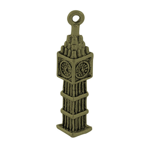 2 Big Ben Charms Pendants Antiqued Bronze UK 36mm Clock Charms 3D