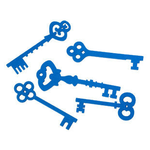 Skeleton Key Pendants Key Charms Wooden Key Blue Keys Skeleton Keys Assorted Keys Wood Pendants 5pcs