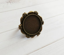 Load image into Gallery viewer, Cabochon Setting Ring Blank Adjustable Antiqued Bronze Setting DIY Ring Making
