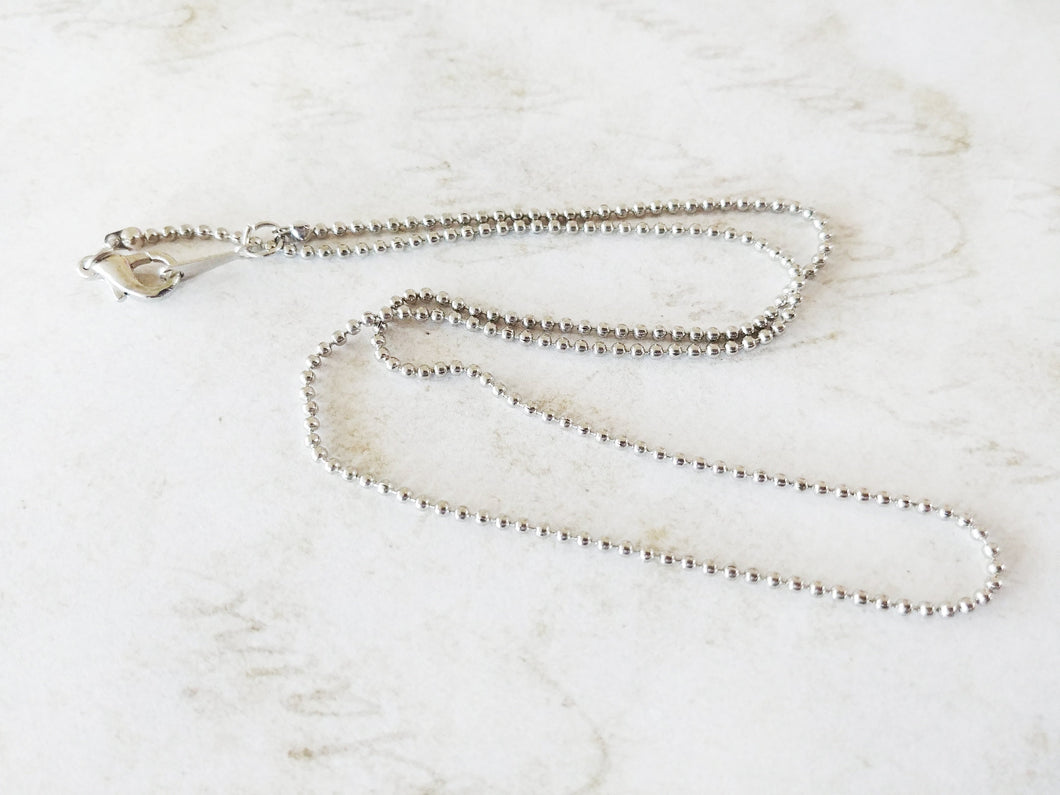 Ball Chain Necklace 18K White Gold Plated Chain Antiqued Silver Beaded Chain Bead Necklace Wholesale Chain 16 Inch Chain