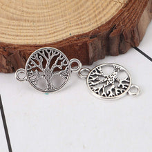 Load image into Gallery viewer, Tree Charms Tree of Life Charms Tree Connector Charms Bulk Charms Wholesale Charms Antiqued Silver Oval Tree Pendants 96pcs