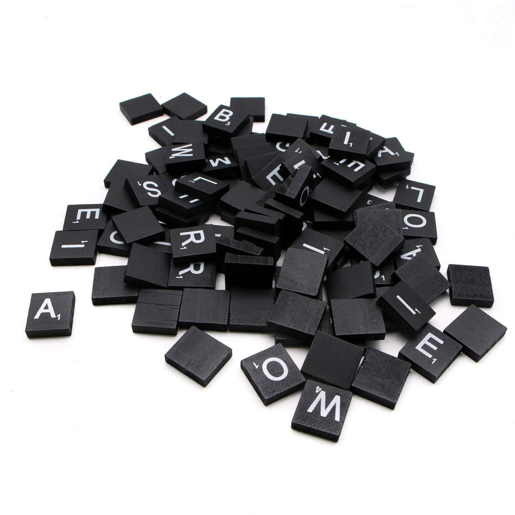 Black Scrabble Tiles Wood Tile Wood Letter Tiles Alphabet Letters Wood Tiles Wooden Letters Scrabble Blocks BULK 100pcs