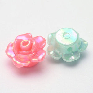 Flower Beads Pastel Flower Beads Pastel Beads 13mm Beads 13mm Flower Beads Assorted Beads Wholesale Beads AB Finish 25 pieces