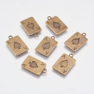 Playing Card Charms Antiqued Bronze Card Pendants Ace of Spades Charms Bronze Charms Set Poker Charms 10pcs