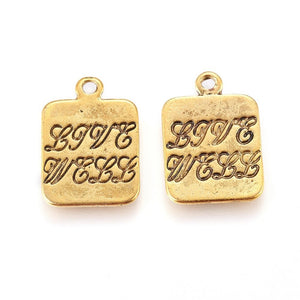 Quote Charms Quote Pendants Word Charms Word Pendants Antiqued Gold Charms Gold Word Charms Live Well Inspirational Charms 10pcs