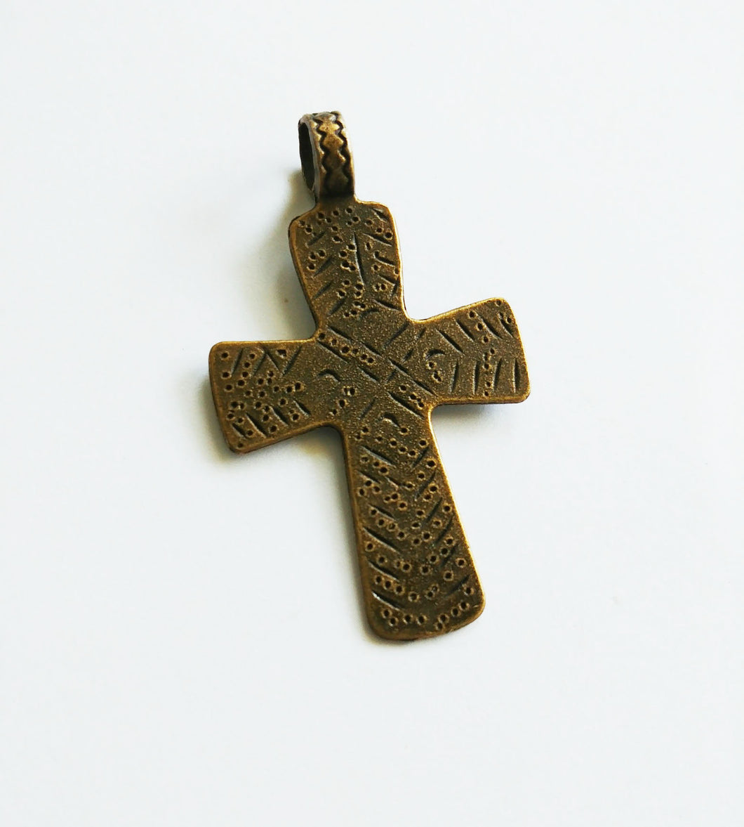 Cross Pendant Antiqued Bronze Cross Pendant Religious Pendant Textured Cross Christian Pendant Catholic Cross Focal Pendant