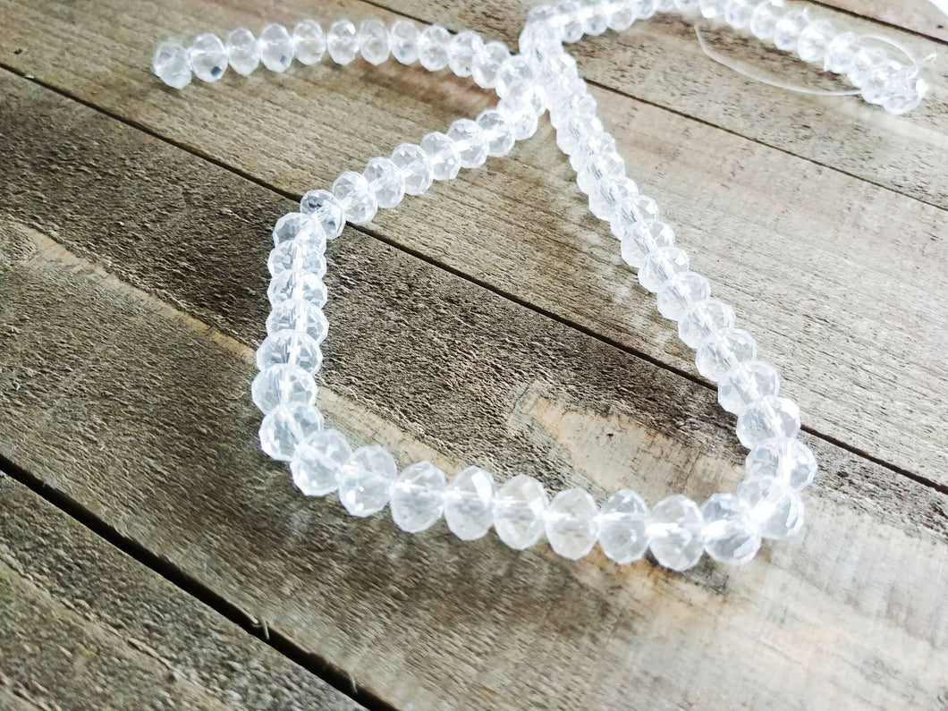 Clear Beads Clear Glass Beads Faceted Beads Clear Abacus Beads Glass Abacus Beads Shimmer Beads Rondelle Beads Clear Faceted Beads 6x8