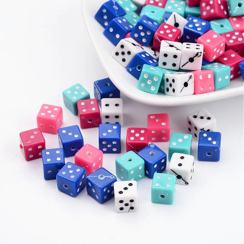 Dice Beads Assorted Beads Acrylic Dice Beads 8mm Cube Beads 8mm Beads BULK Wholesale Beads 100 pcs