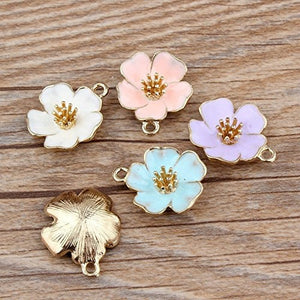 Enamel Charms Hibiscus Charms Set Flower Charms Assorted Enamel Pendants Enamel Flower Charms Gold Enamel Charms 10pcs PREORDER