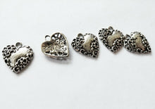 Load image into Gallery viewer, 10 Silver Heart Charms Antiqued Silver Heart Pendants Scrolled Heart 19mm 10pcs