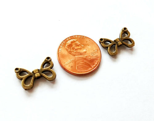 10 Butterfly Wing Beads Antiqued Bronze Wing Beads Wing Charms Bead Frames Butterfly Charms 10pcs 15mm