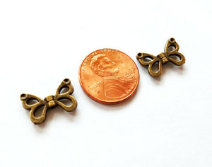10 Butterfly Wing Beads Antiqued Bronze Wing Beads Wing Charms Bead Frames Butterfly Charms 10pcs 15mm