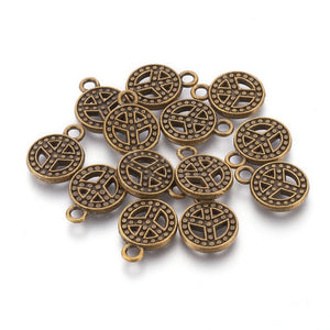 Peace Sign Charms Antiqued Bronze Charms Bronze Pendants Peace Charms Peace Pendants BULK Charms World Peace Charms Wholesale 50pcs