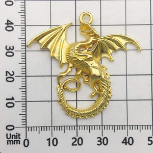 Gold Charms Shiny Gold Dragon Charms Dragon Pendants Fairy Tale Charms Gold Pendants 10pcs