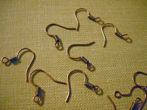 Copper Earring Wires Ear Wires Antiqued Copper Fish Hook Ear Wires Earring Findings BULK Ear Wires 100 pieces