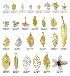 Leaf Charms Leaf Pendants Assorted Charms Set Flower Charms Big Focal Pendants Gold Leaf Pendants Gold Charms BULK Charms Wholesale 52pcs