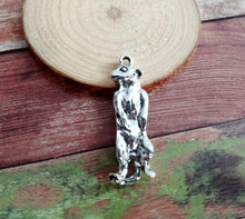 Load image into Gallery viewer, Meerkat Charm Antiqued Silver Animal Pendant Meerkat Pendant Mongoose Charm South African Animal Charm 37mm