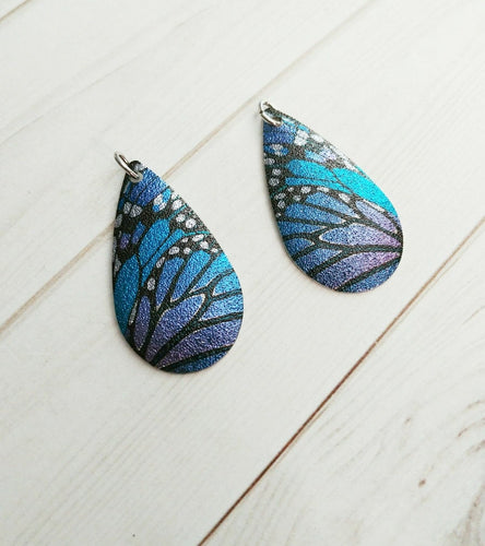 Butterfly Charms Enamel Charms Butterfly Pendants Butterfly Wing Charms Set with Jump Rings Teardrop Charms 2pcs