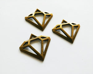 Diamond Pendants Antiqued Bronze Diamond Charms Diamond Shape Charms Large Diamond Charms Bronze Charms Set 3pcs