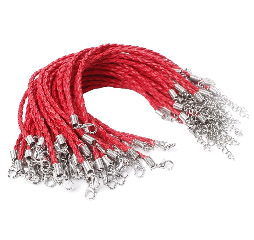 Wholesale Bracelets Faux Leather Bracelet Blanks Red Bracelets Braided Leather Bracelet Cords BULK Bracelets 50pcs