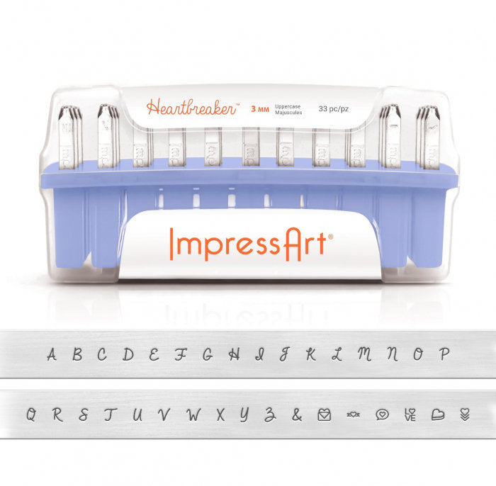 Metal Stamping Kit Impressart HEARTBREAKER Uppercase Stamps 3mm Hand Stamping + Design Stamps