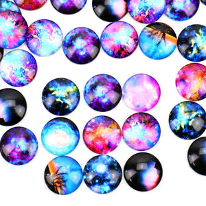 Galaxy Cabochons Solar System Planet Cabochons Flat Backs Glass Flatbacks 25mm Cabochons Domed Circles Assorted Cabochons 50pcs