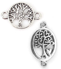 Load image into Gallery viewer, Tree Charms Tree of Life Charms Tree Connector Charms Bulk Charms Wholesale Charms Antiqued Silver Oval Tree Pendants 96pcs