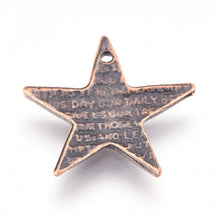 Load image into Gallery viewer, 5 Star Charms Antiqued Copper Star Charms Star Pendants Copper Charms Cross Charms Celestial Charms Christmas Star 21mm