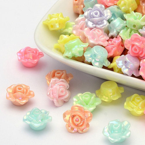 Flower Beads Pastel Flower Beads Pastel Beads 13mm Beads 13mm Flower Beads Assorted Beads Wholesale Beads AB Finish 25 pieces