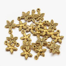 Load image into Gallery viewer, Gold Flower Charms Antiqued Gold Charms Floral Charms Set Garden Charms Wholesale Charms 10pcs
