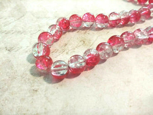 Crackle Beads Pink Clear Glass Beads 10mm Glass Beads Glass Crackle Beads Wholesale Beads 10mm Beads 10mm 2 Tone Beads 20 pieces
