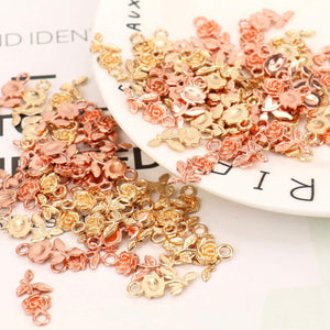 Rose Charms Rose Gold Charms Gold Flower Charms Gold Rose Charms Assorted Charms Lot BULK Charms Wholesale Charms 120pcs