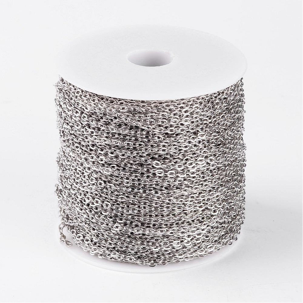 Bulk Cable Chain Unfinished Chain Silver Link Chain Antiqued Silver Chain Roll 100 Meters